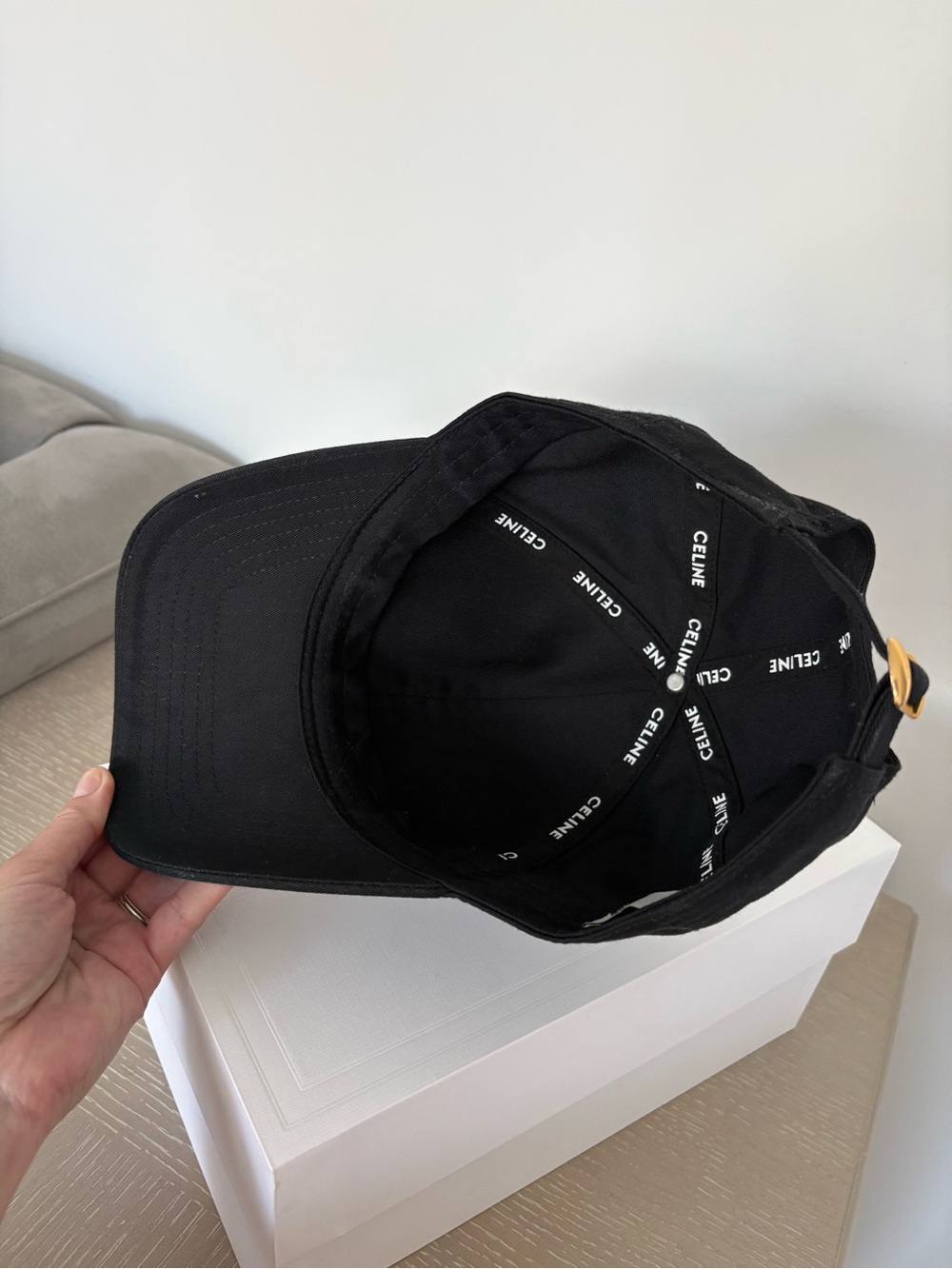 CELINE Black Cotton Baseball Cap Logo C Kaia Gerber 2021 Campaign Size S Unisex - Picture 8 of 16